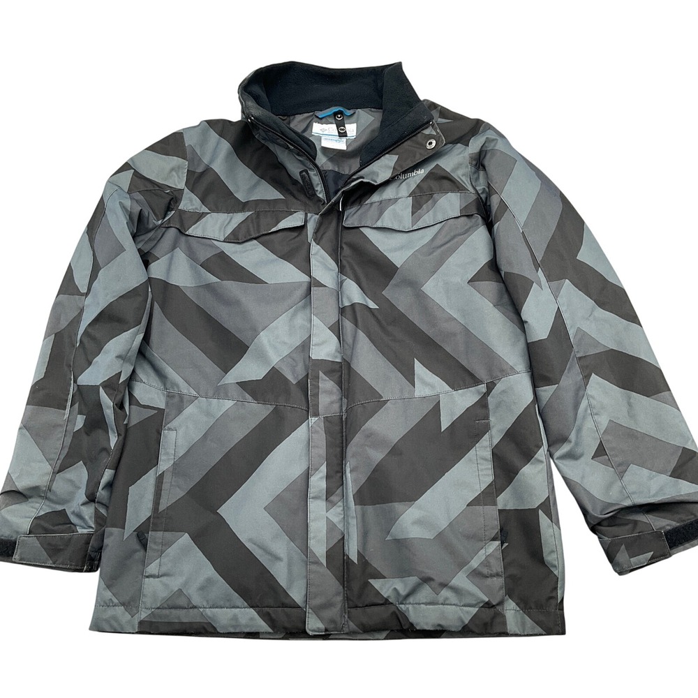 Columbia Jacket Youth Large 14-16‎ Gray Black Geometric Omni Tech Interchange